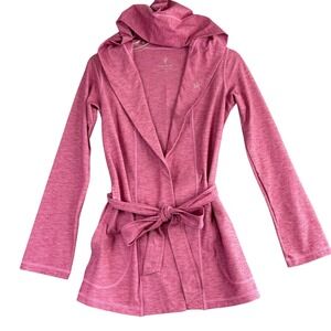 Cozy Orange Womens XS Pink Hooded Kimono Style Belted Jacket Athleisure Robe NWT